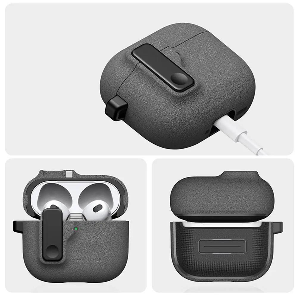 Custodia protettiva Custodia morbida in TPU antiurto con custodia a moschettone per custodia per cuffie Apple Airpods 4