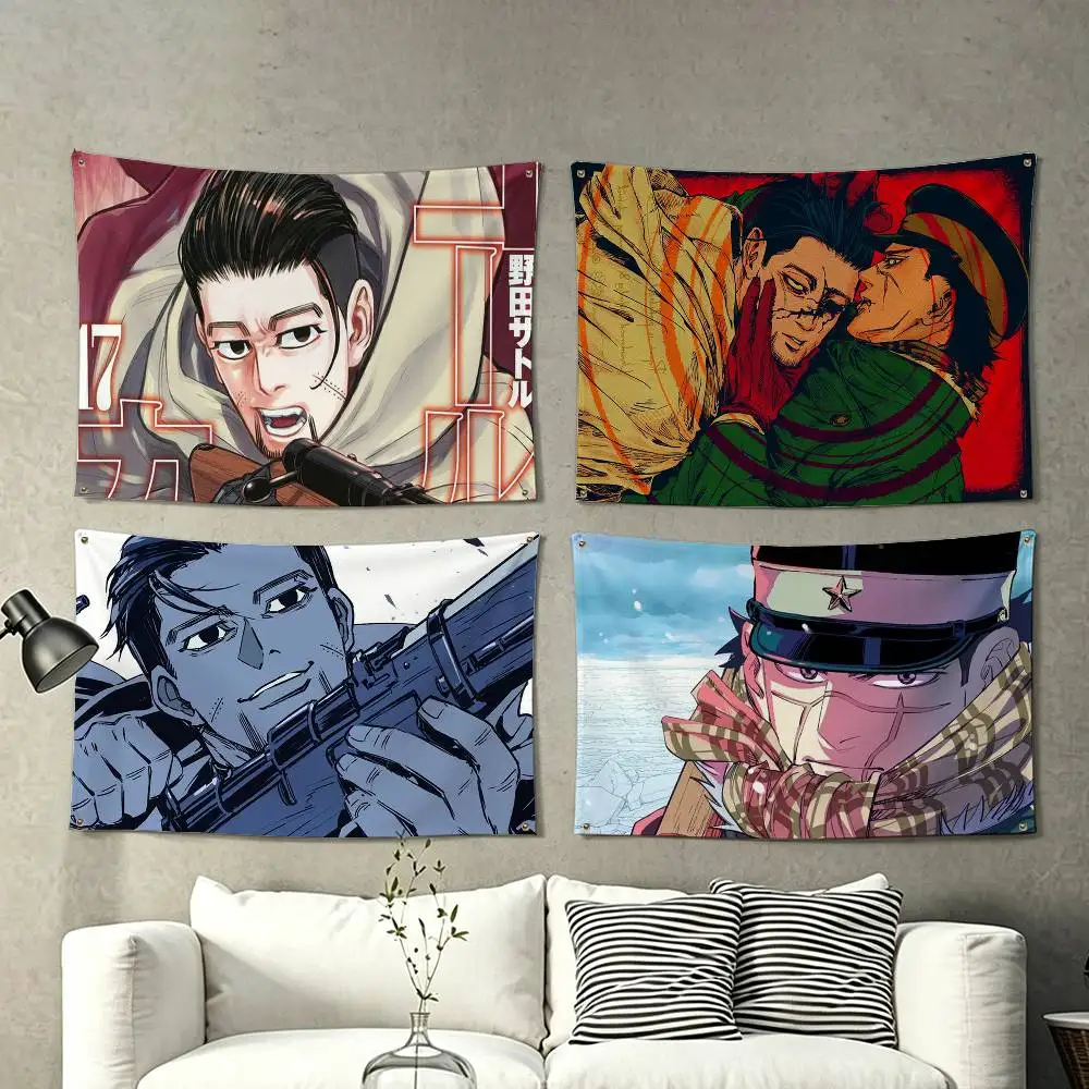 Manga G-Golden Kamuy  Flags Wall Hanging Tapestry Outdoor Garage Room Decorative flag Background Blanket