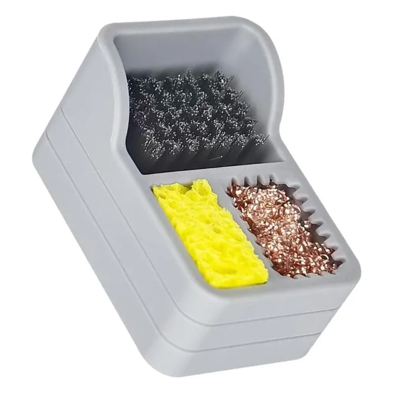 A74E-Steel Wire Brush Copper Wire Ball Soldering Iron Tip Cleaner Desoldering Mesh BOX Tip Cleaning Sponge