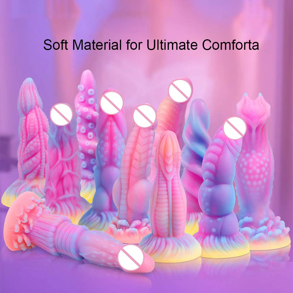 Luminous Silicone Anal Plug Fluorescent Dildo Anal Sex Toy Huge Realistic Monster Dildo Male Gay Prostate Massager Anus Dilators - view 6