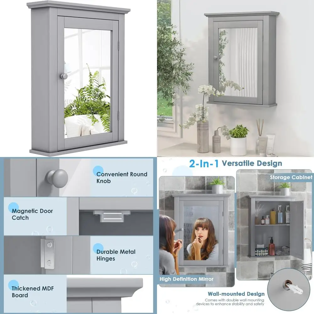 

Регулируемый настенный аптечка с зеркалом для хранения вещей в ванной комнате, гостиной, спальне и прихожей