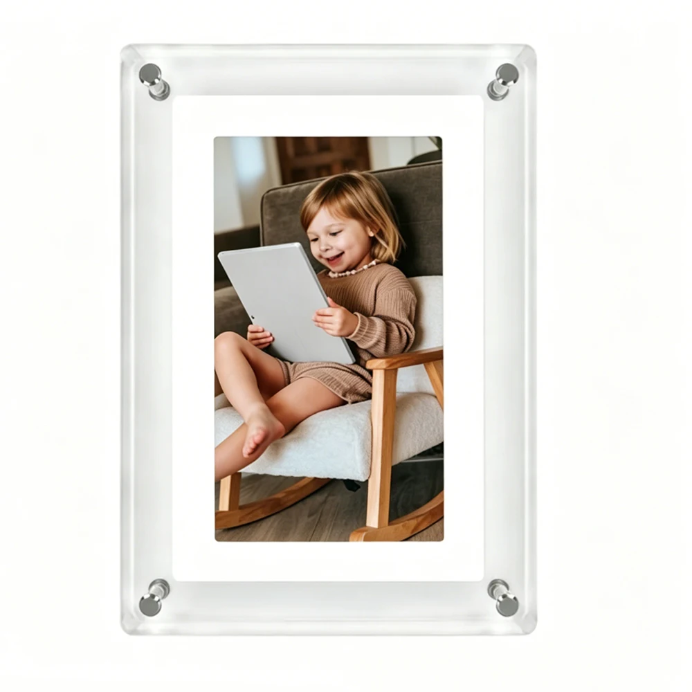 Cadre photo numérique WiFi 7 pouces 1024*600 IPS HD, cadre photo numérique intelligent Cloud, stockage 8 Go, rotation automatique USB