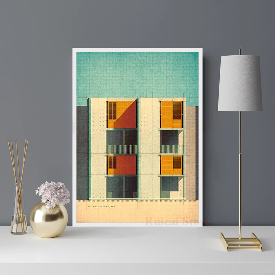 Louis Kahn, Salk Institute Poster Canvas Art Room Wall Painting Home Decor
