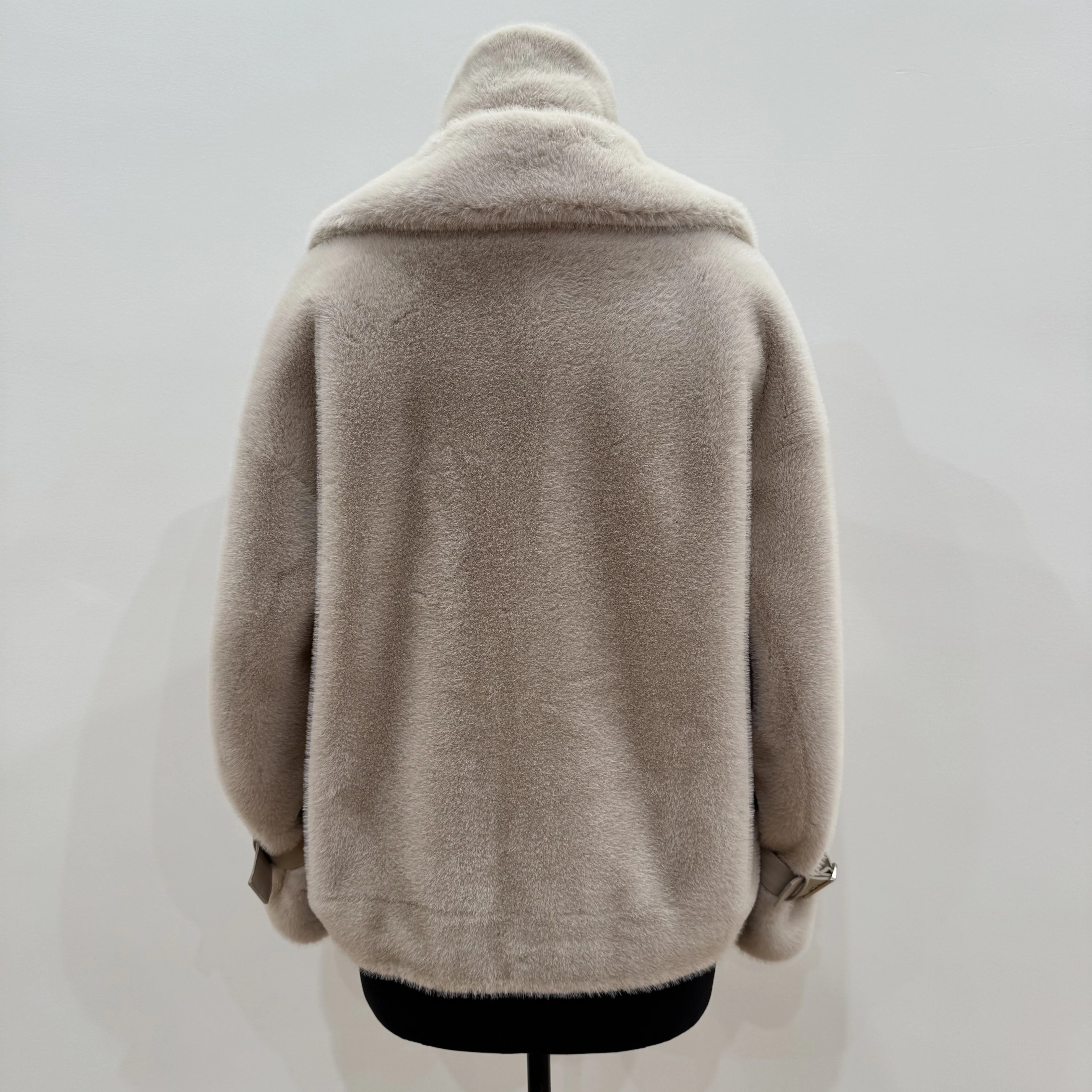 Damski futro zimowe, futro przyjazne dla środowiska, zagęszczone syntetyczne futro z norek, krótki kołnierz stojący, wiatroszczelne