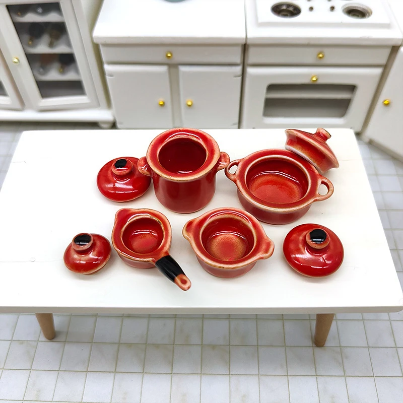 Dollhouse Miniature Kitchen Furniture Mini Simulated stockpots/Casserole Wok/Soup Pot Model Doll House Decoration Accessories