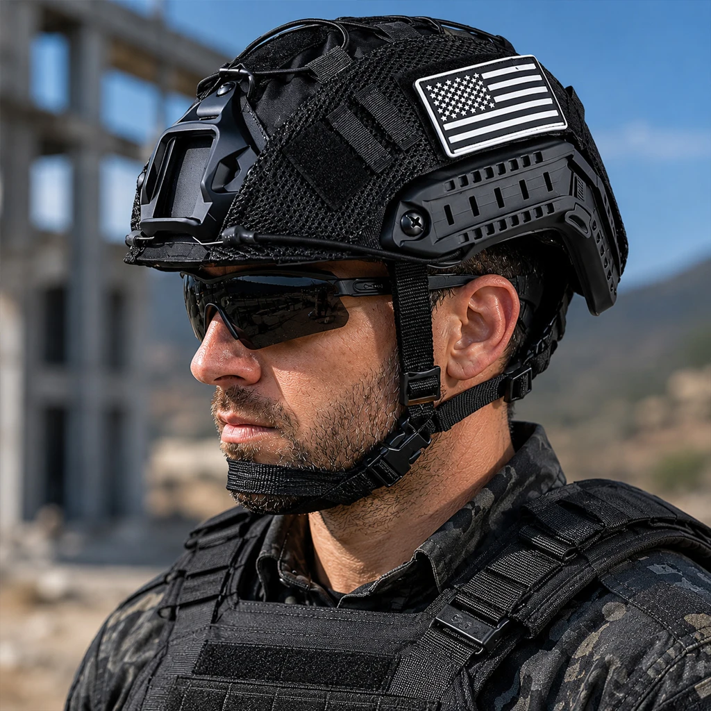 casco-tattico-fast-pj-con-copricasco-e-imbottiture-per-airsoft-paintball-addestramento-e-protezione-in-abs-con-patch-magici
