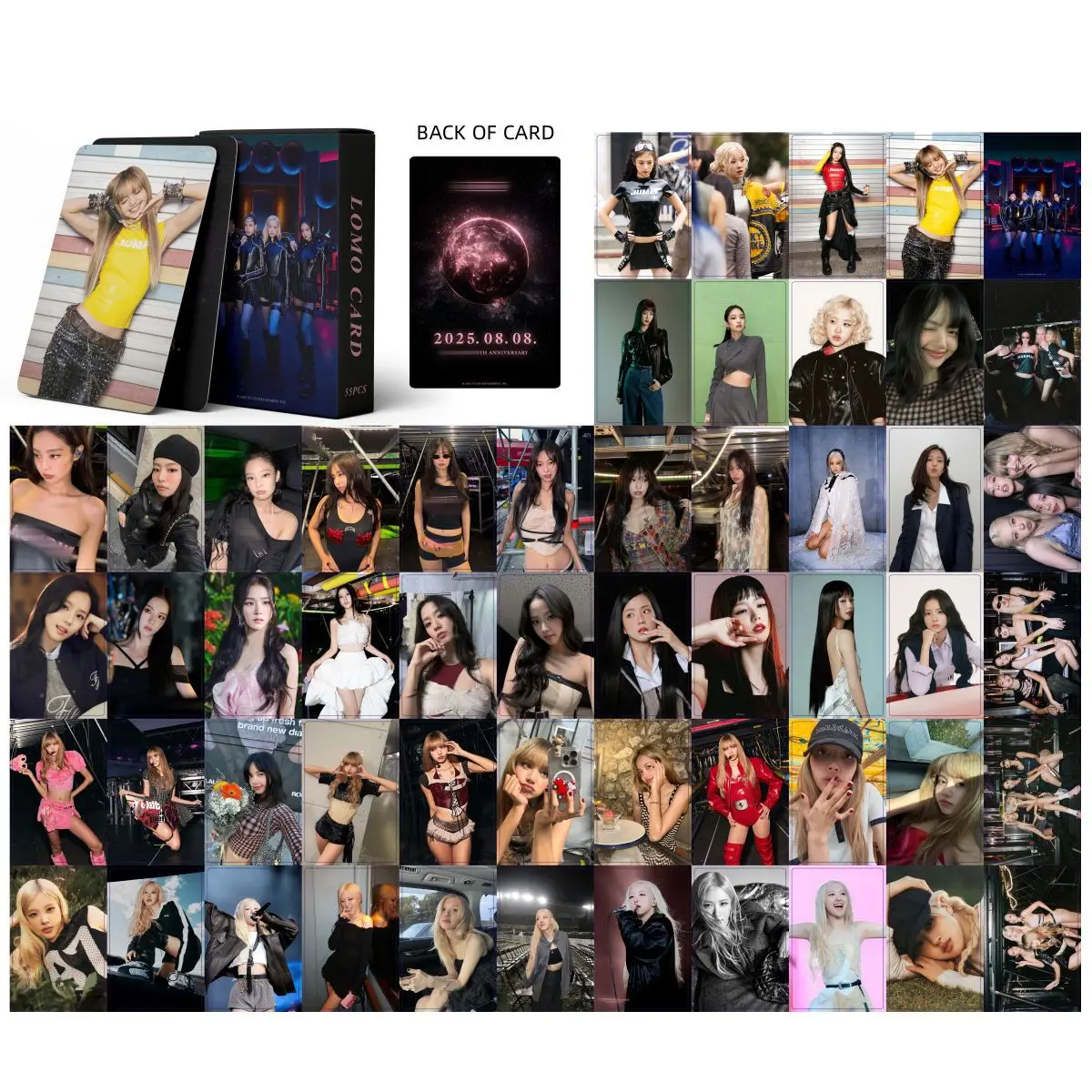 55 قطعة/المجموعة/مجموعة من بطاقات Kpop Idol للذكرى التاسعة لومو HD مطبوعة بطاقات صور عالية الجودة بطاقات بريدية Jisoo Jennie Lisa Rose هدايا المشجعين