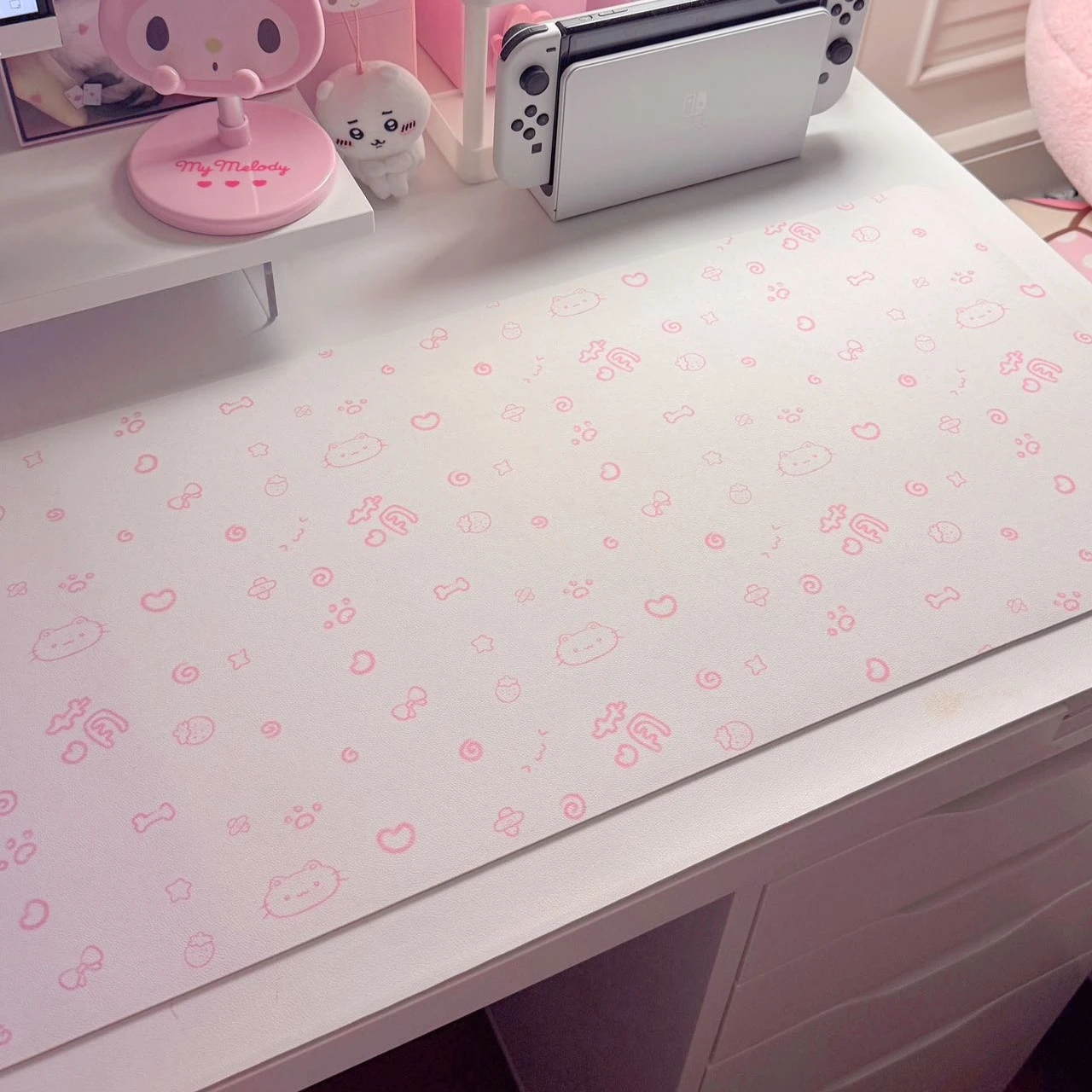 Ins Style لوحة ماوس كبيرة Kawaii الوردي بولي Leather الجلود لوحة مفاتيح الكمبيوتر حصيرة مقاوم للماء عدم الانزلاق مكتب مكتب مذاكرة حصيرة هدايا للفتيات