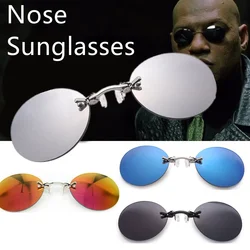 1pc Clip On Nose Glasses Round Rimless Matrix Morpheus Sunglasses Mini Frameless Vintage Men Eyeglasses UV400