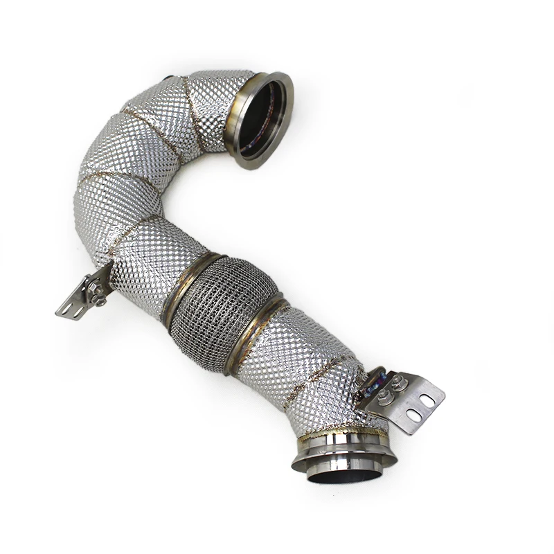 OEM Free Flow Downpipe With Heat Shield For Mercedes-Benz S500 3.0T 2023-2024 Stainless Steel Front Tube