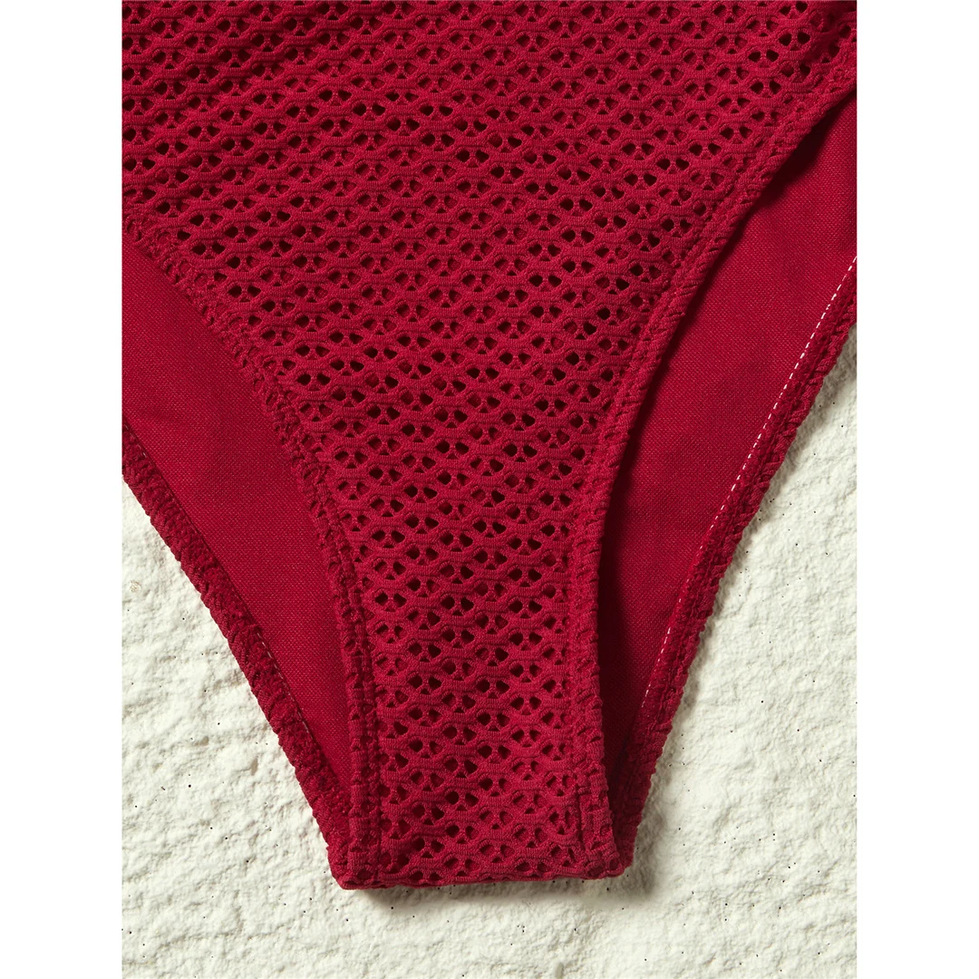 S - XL, tiefes V-Ausschnitt-Design, Strick-Fischnetz-Material, Damen-Badeanzug, einteiliger Badeanzug, Damen-Monokini, rückenfreier Badeanzug, Badebekleidung, Modell V7832. – Detail 30