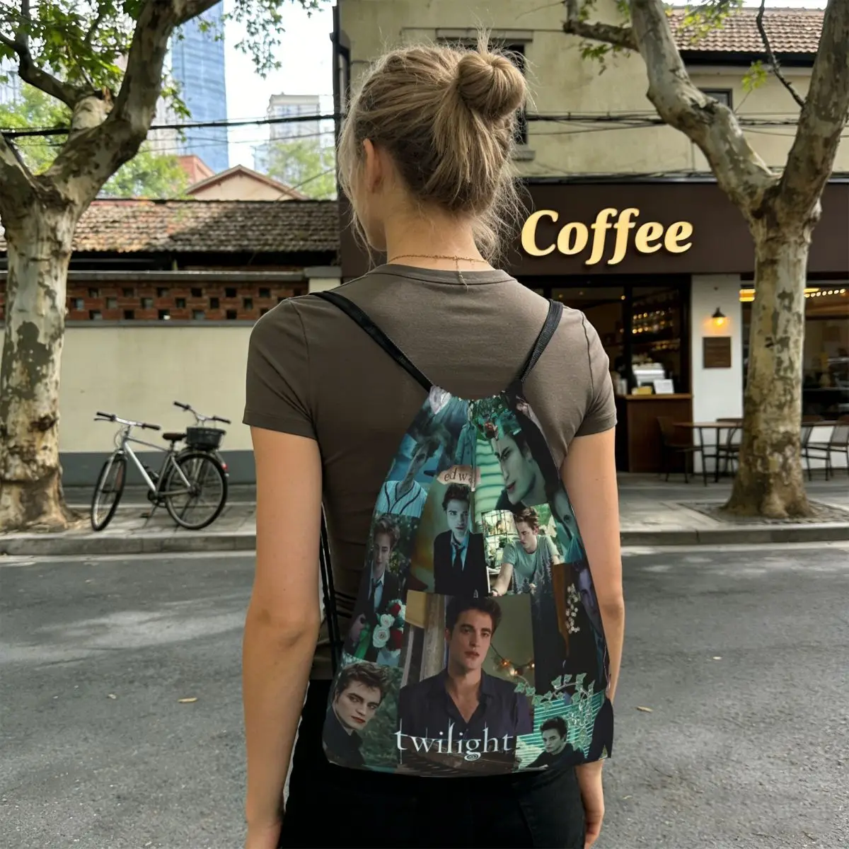 Edward Cullen Twilight Movie Backpacks Portable Drawstring Bags Sundries Bag Book Bags for Man Woman School