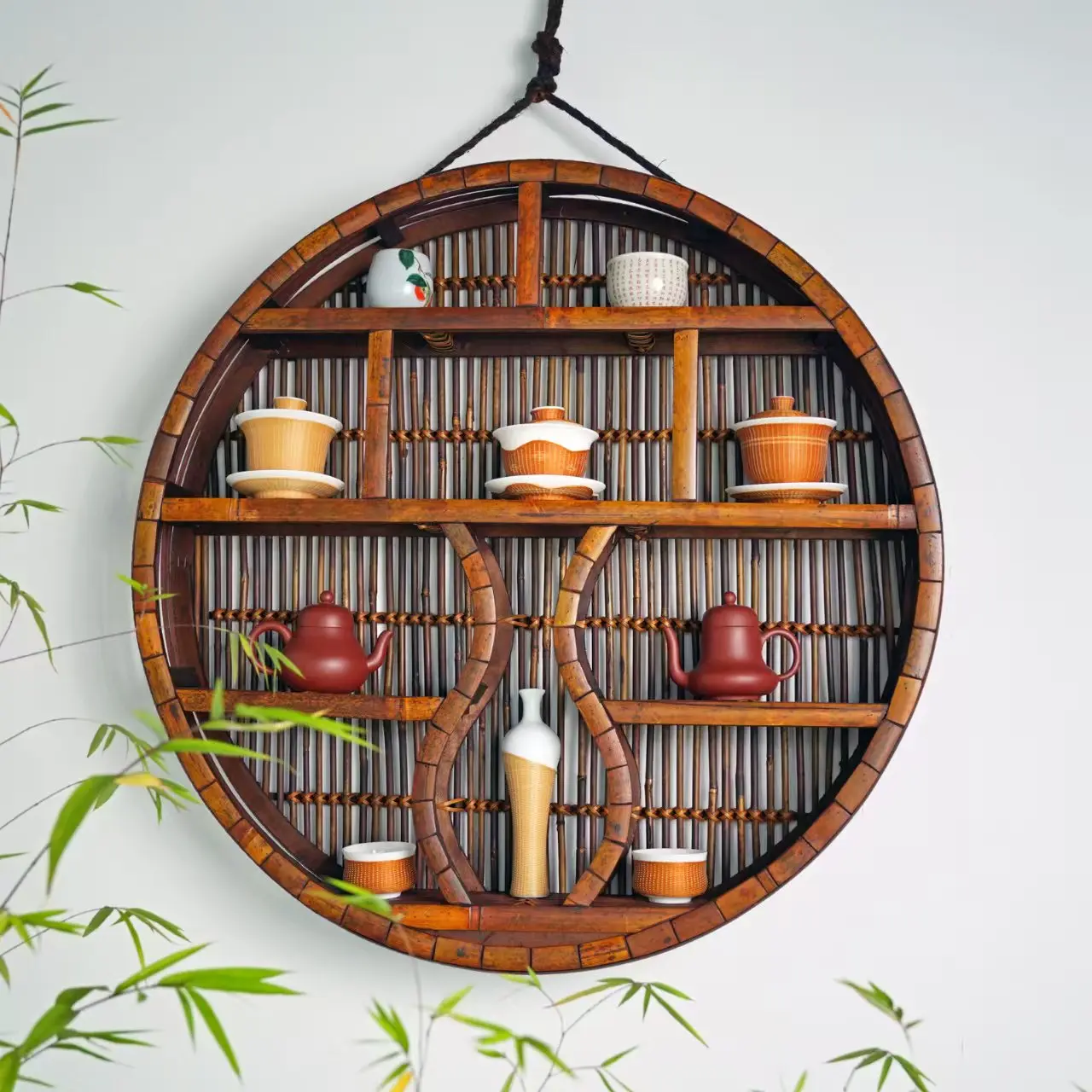 خزانة كتب معلقة على الحائط للمكتب المنزلي، إطار من الخيزران متعدد الوظائف، إطار من الخيزران #2