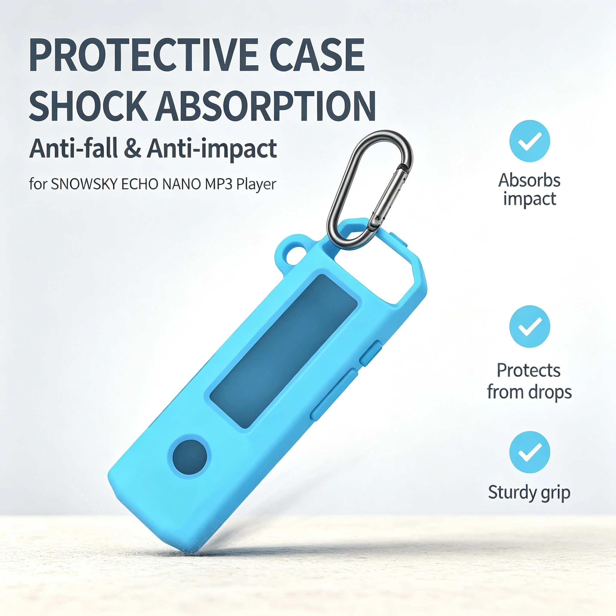For Fiio SnowSky Echo Nano MP3 Player Silicone Protective Case Anti-Scratch Shockproof Shell Cover Acceaaories with Carabiner