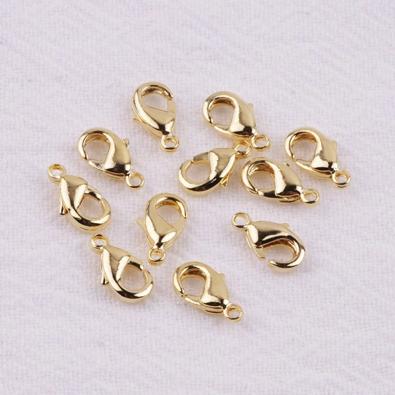 10pcs 14K Gold Plated 10mm 12mm Lobster Claw Clasps For DIY Bracelets Necklace Handmade Jewelry Making Components