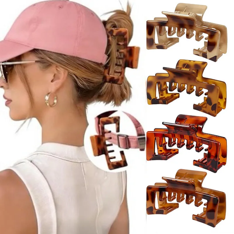 

Hot Selling 4pcs Mixed Color Frosted Texture Large Grip Clip Shark Clip For Baseball Cap Women's Hair Accessory Firmly Attached