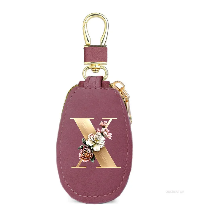 Matte rosafarbene, unisex 26-Buchstaben-Münzbörse, Autoschlüssel-Geschenkset, PU-Leder-Autoschlüsseltasche – Detail 28