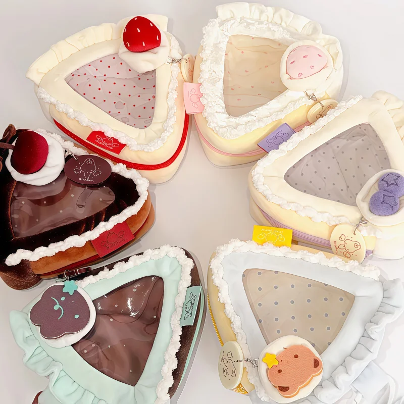 Image of Auf Lager: Baumwoll-Puppen-Aufbewahrungstasche im koreanischen Erdbeerkuchen-Design – Süße Ins-Style Schlüsselanhänger-Tasche als Überraschungsgeschenk für Mädchen