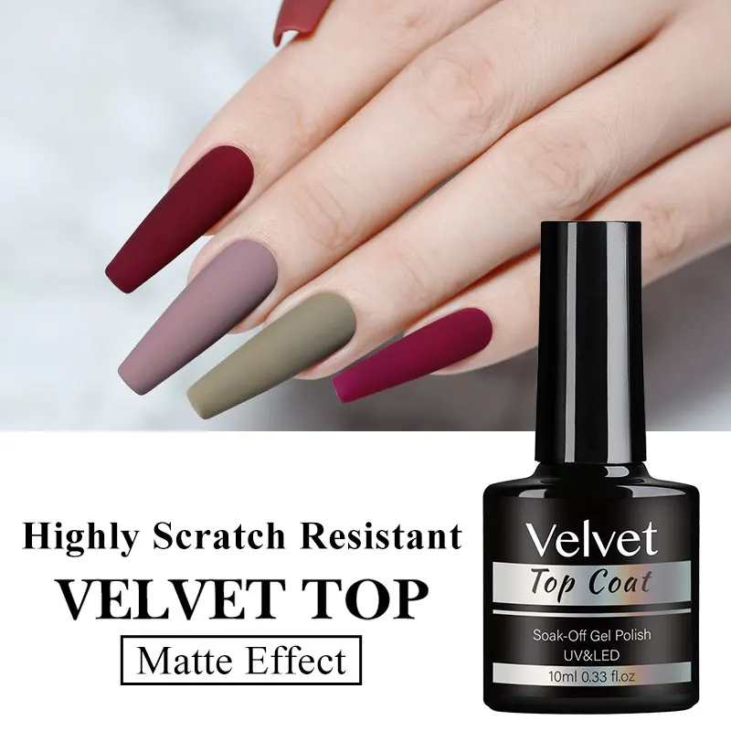 Arte Clavo Matte Velvet Top Coat UV Gel Soak Off Varnish Semi-Permanent Nail Reinforce Gel Base Coat Diamond Tempered Top Coat