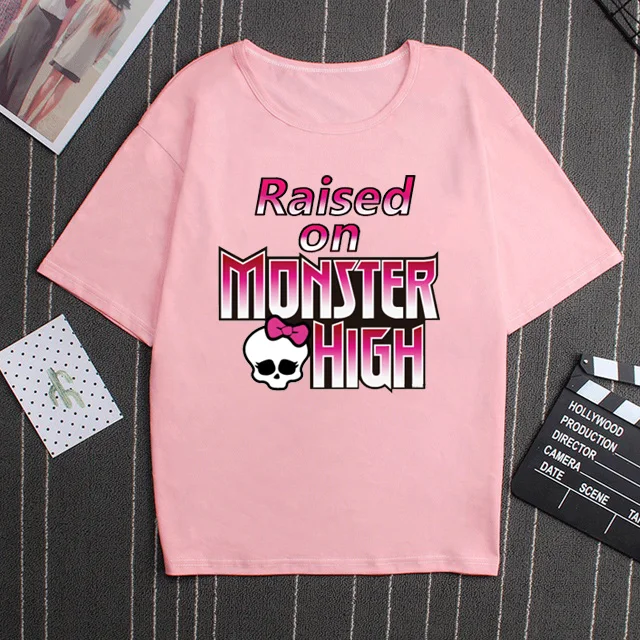 Reveal The Secret Monster High Gift for Music Fan Essential Tshirt Leisure Pattern Graphic Cotton Tee Summer Women Pink Clothing