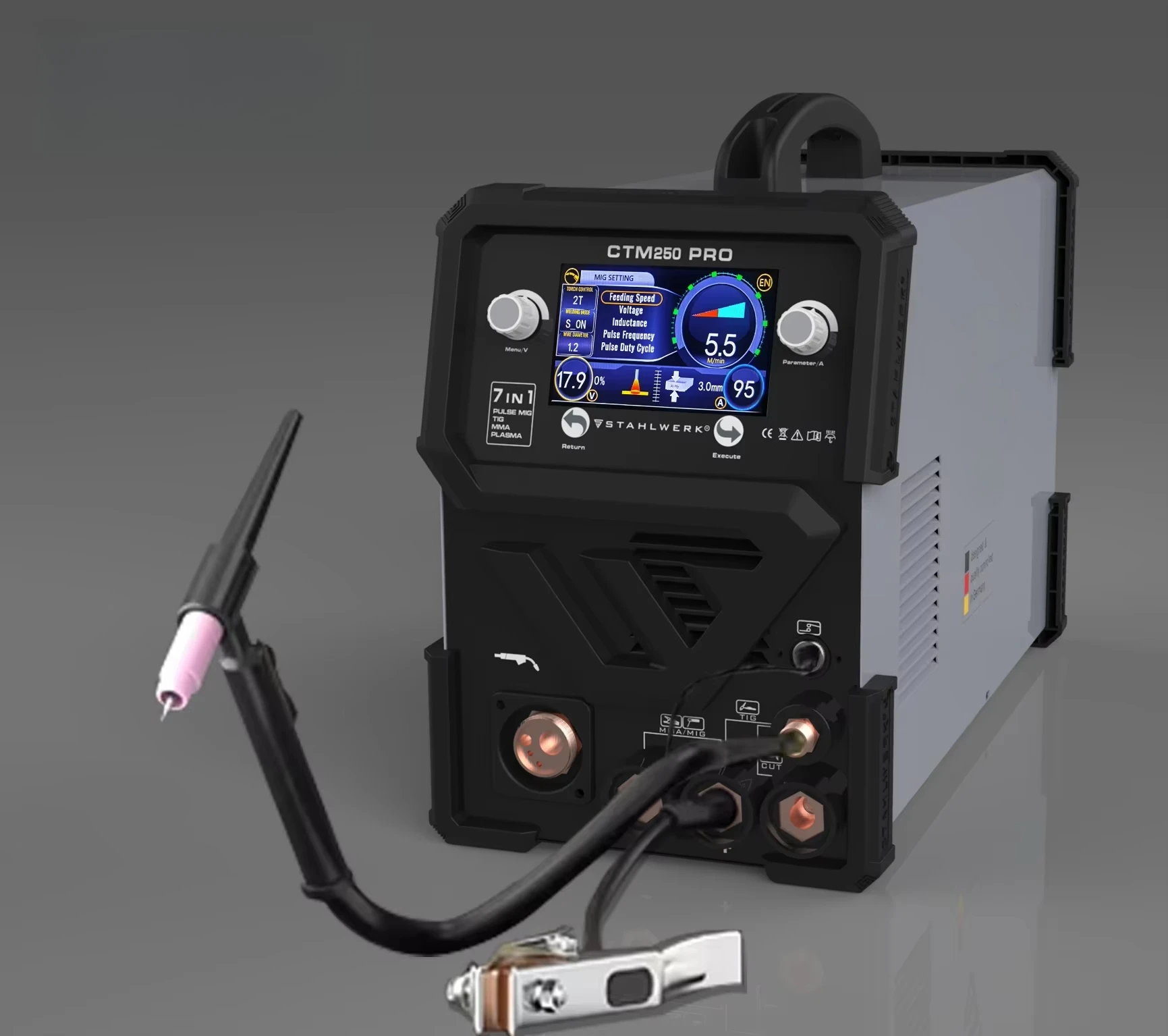 CTM250 PRO for MIG Welder Inverter Welding Machine with LCD Screen Semi-Automatic Double Pulse Lift TIG MMA Aluminum Welder
