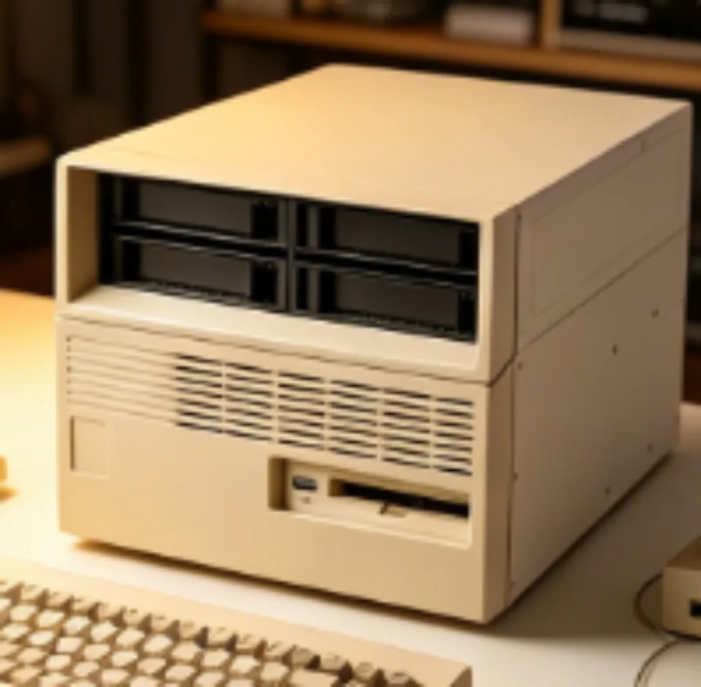 NAS Case 4+2 Hard Drive Bays Cream, Compatible with SFX Power Supply, Small Retro Treasure.
