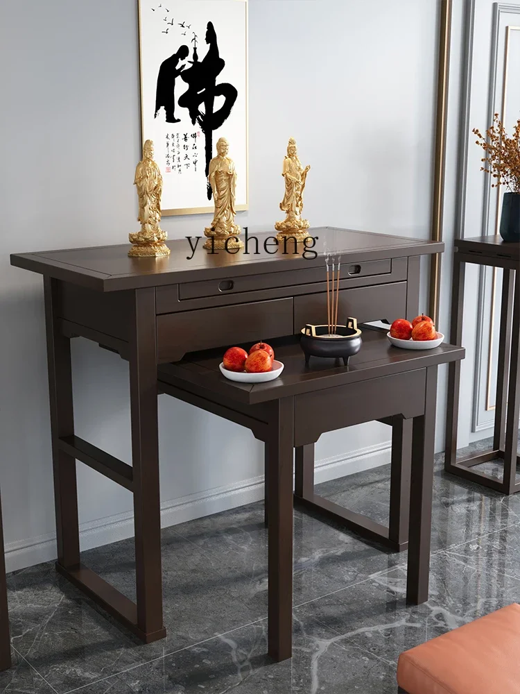 Buddha Shrine Altar Household Modern Minimalist God of Wealth Altar Sets of Cabinets Buddha Statue Enshrine Living