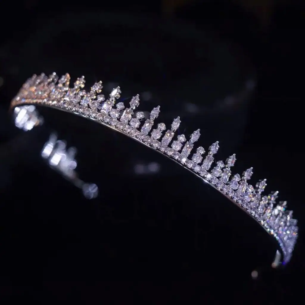 Cute CZ Zircon Crystals Wedding Tiaras Headpices Sparkling Bridal Headbands Brides Hair Accessories Evening Head Wear