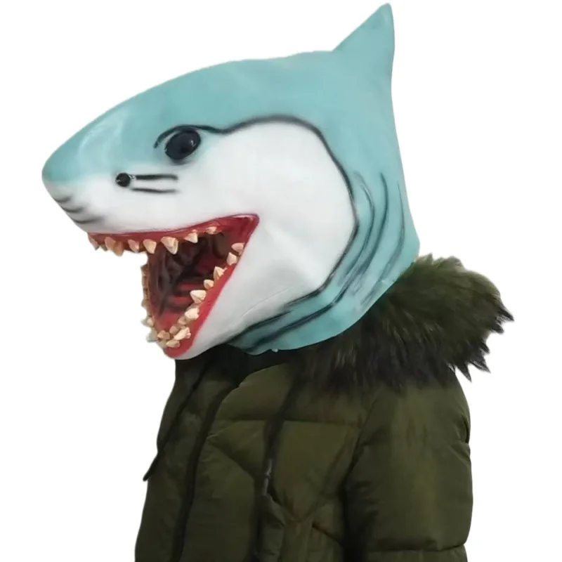 Le Cool New Headgear Party Latex Man-eating Tiger Shark Horror Mask view 2