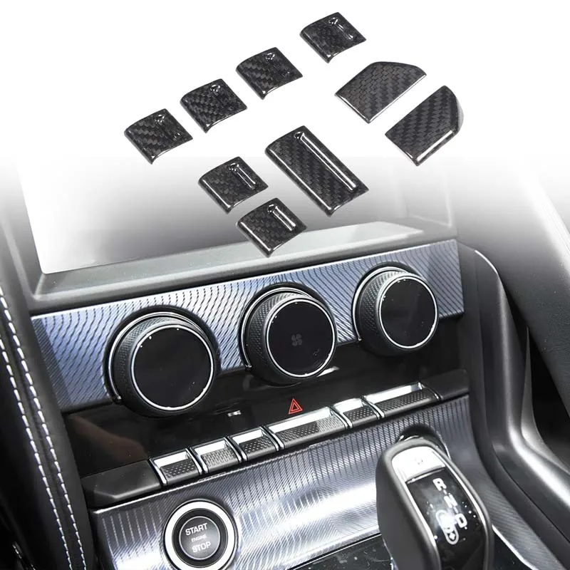 Center Control Button Switch Cover Kit Real Carbon Fiber Dashboard Console Switch Button Trim For Jaguar F-Type X152 2013-2026