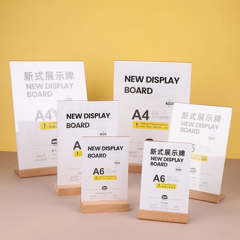 A4 A5 A6 Acrylic L-Style T-Type Strong Table Signboard Double-sided Tab Display Card Rack Table Paper Holder Showing Holder