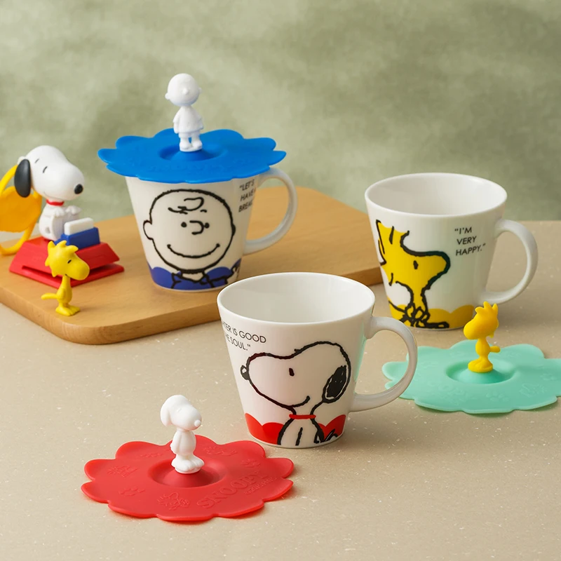 

Snoopyed Kawaii Spike Charlie Brown Cartoon Office with Lid Mug Ceramic Cup Household Cartoon Water Cup Drinking Cup