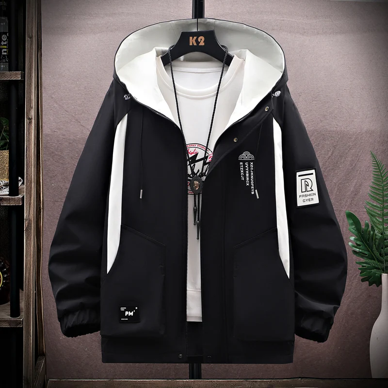 

High Street New Arrival Men's Casual Outdoor Hooded Jackets 2025 Spring Autumn Workwear Fashion Coat Classic Design Top Clothing