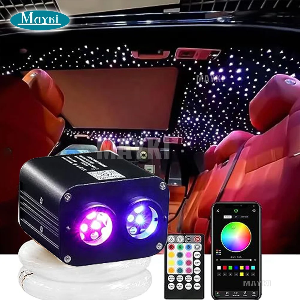 1100pcs Fiber Optic Lights 20W Dual-Head Twinkle Starlight Headliner Kit for Car Home Use PMMA Optical Strands