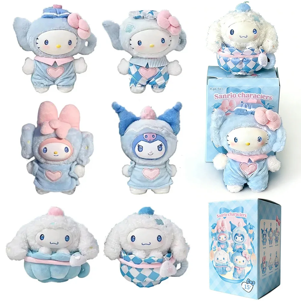 

NEW！Sanrio Characters Blue Flutter Series Blind Box My Melody Kuromi Cinnamoroll Hello Kitty Plush Toy Bag Pendant Girls Gifts