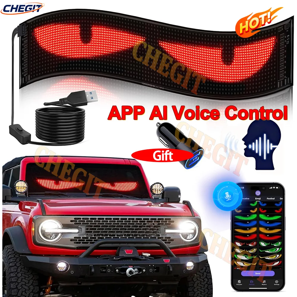 Gift AI Voice Demon's Eye LED Sign Truck Scrolling Advertising APP Light Custom Text Pattern Animation Programmable Display