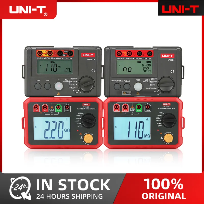 UNI-T Digital Insulation Resistance Tester Megohmmeter Ohm Auto Range Backlight UT501A UT501C UT502A UT502C