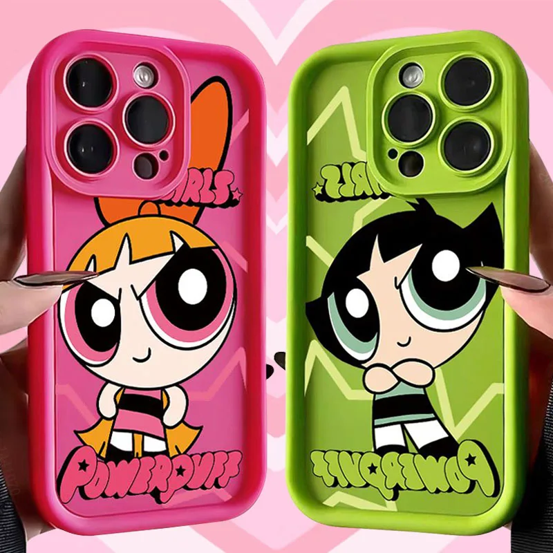 Cartoon Powerpuff Girls Soft Case For Samsung Galaxy S24 S23 Ultra S22 S21 Plus S20 FE A12 A32 A52 A52S A23 A33 A53 A14 A34 A54