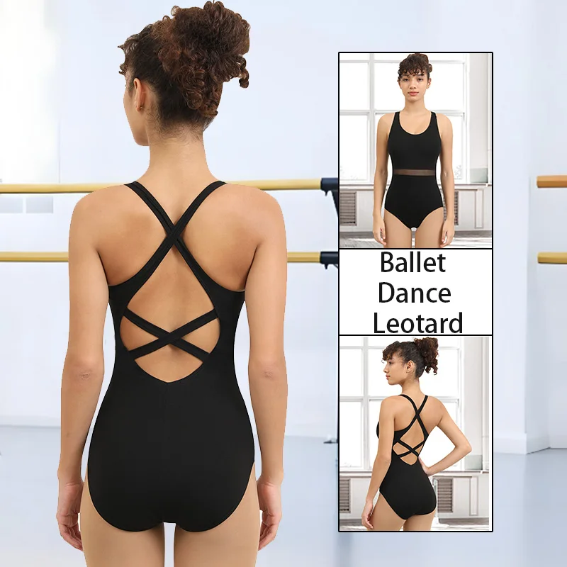 المرأة اتسعت الأشرطة الكلاسيكية الأساسية أكمام بروتيل الباليه ملابس رقص الجمباز للكبار الرقص تانك القمم مع بطانة أمامية ناعمة