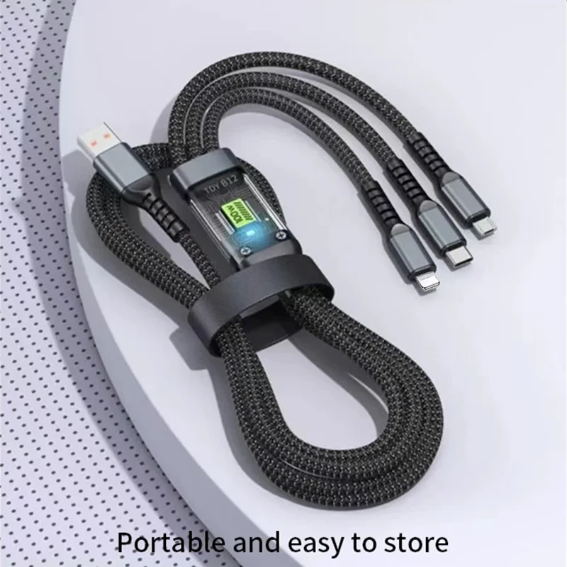 

3 In 1 100W LED Digital Display USB cable Type C Usb Micro For Iphone Samsung Huawei Xiaomi Multi Port Multiple Charging Wire