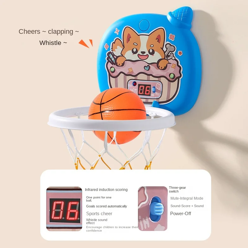 Marco de baloncesto para niños, estante colgante para pelotas de bebé, juguetes interactivos para padres e hijos sin perforar, regalo