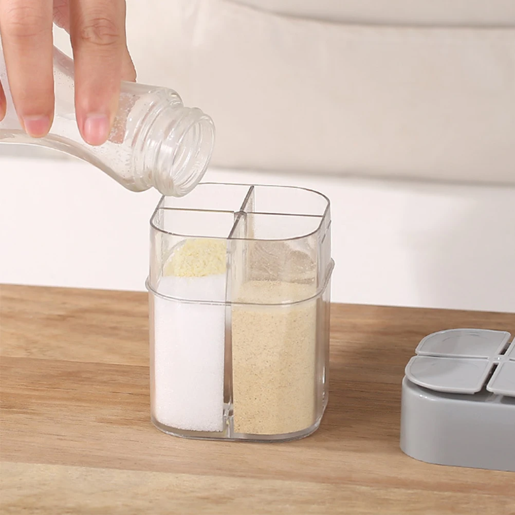

2 pcs Seasoning Shaker 4 Grids Spice Dispenser Condiment Container Travel Salt Pepper Shaker With Lid For Kitchen Bbq Cooking