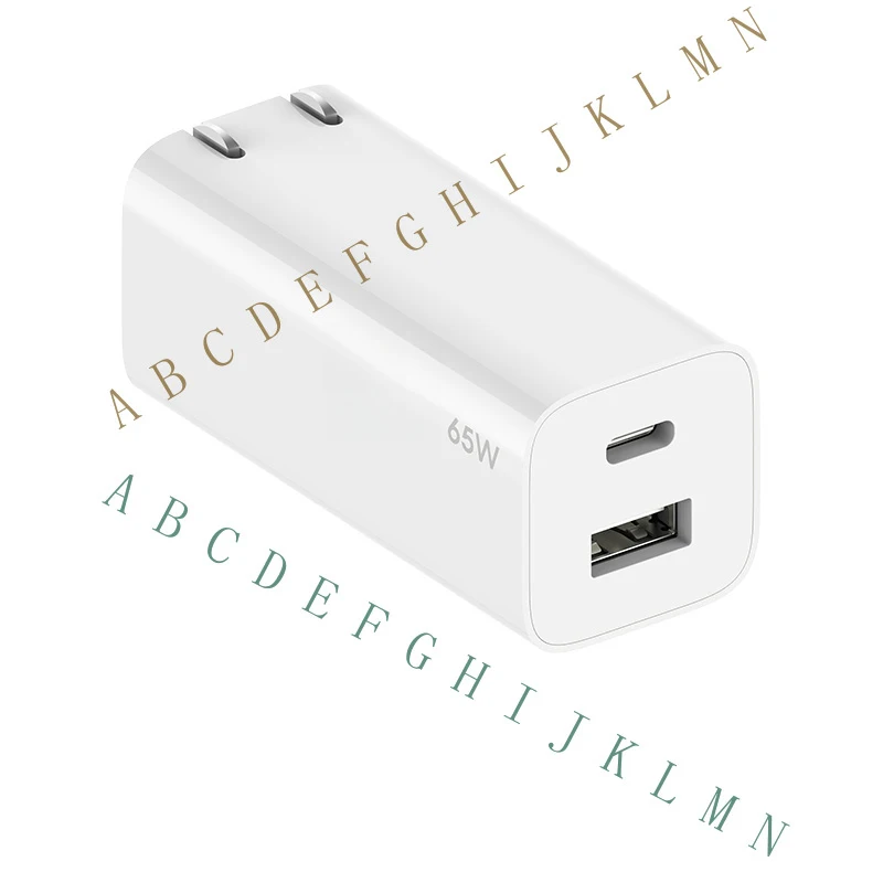 MF+   Original  65W GaN Turbo Charger Dual Port Fast Charger Type-C + USB-A 1A1C