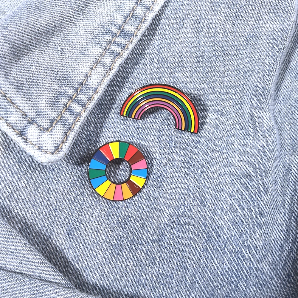 Sustainable Development Goals Rainbow Badge Commemorative Night Market Stall Cute Cartoon Bag Accessories Brooch Gift