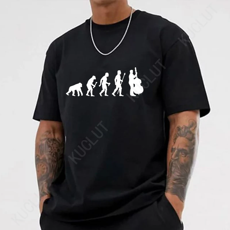 Summer Men's Clothing Short Sleeved High Quality Double Bass Evolution of Man Printed T-shirts Casual for Men T-shirt Male Tops