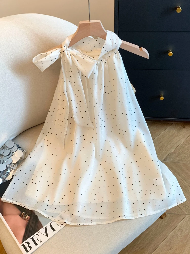 

Новинка: женский летний топ Sweet Sle Bow Tie Ne Svel с круглым вырезом, свободного кроя, в горошек, китайского происхождения