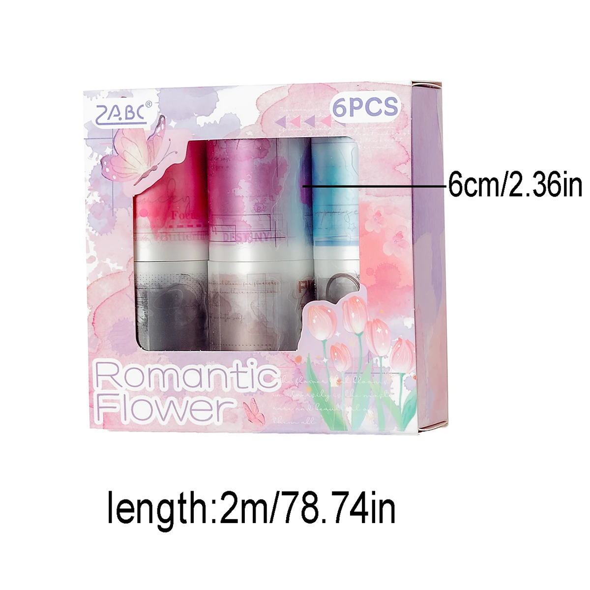 6ロール/箱、クリエイティブな落書きステッカーテープ、DIY、ノート、ギフトボックスの装飾に適しており、スタイリッシュで美しいです。