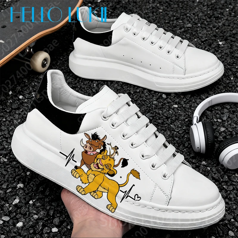 

Новые маленькие белые туфли с принтом короля льва и граффити, мужская и женская обувь для пары, подарок, высокое качество, хит продаж, баскетбольная обувь
