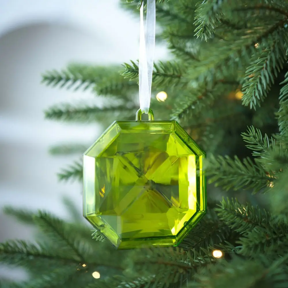 Geometric Plastic Hanging Ornament Christmas Tree Pendant Rhinestone Decor Square Round Party Festive Supplies