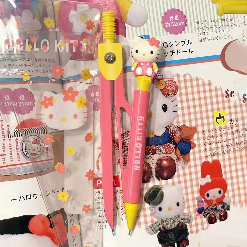 New  Hello Kitty Circle drawing assistant Learning Stationery Comes with pencil lead compasses Stationery Kid Gifts